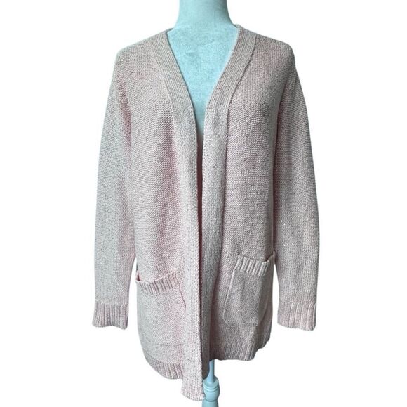 Isaac Mizrahi Live Pink Open Front Cardigan Metallic Pockets Sweater QVC M NEW - Picture 14 of 14